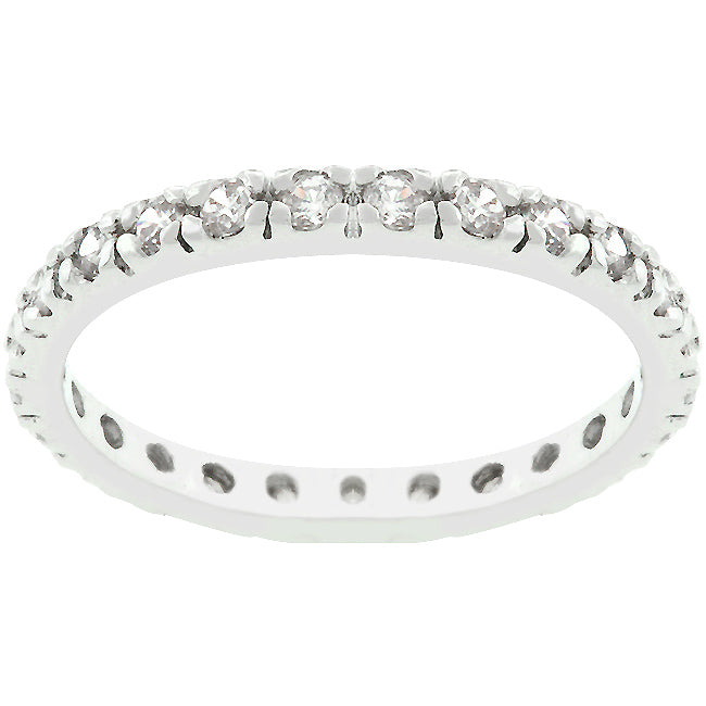 Lovcia Sparkling Silver Tone Cubic Zirconia Eternity Band-Rings-5-5
