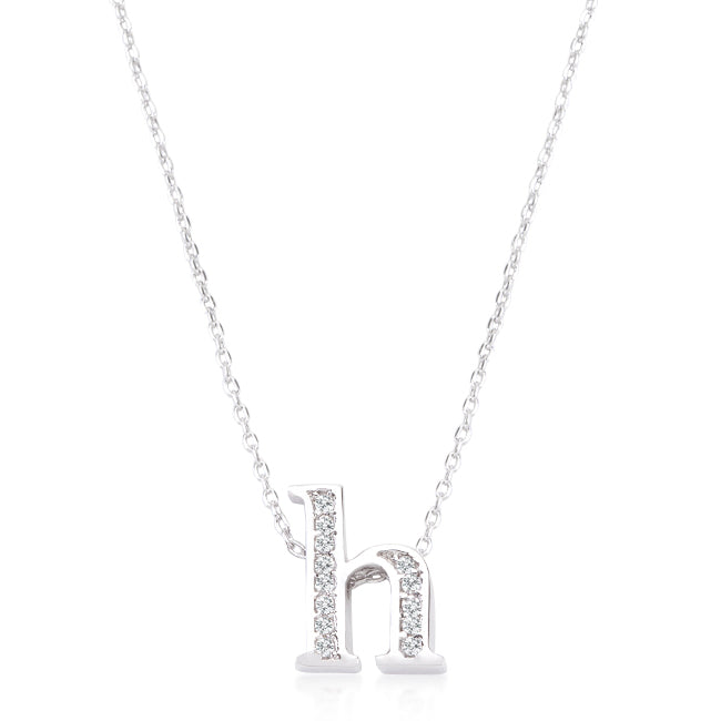 Lovcia Sparkling Silver Tone H Letter Initial Necklace-Pendants-