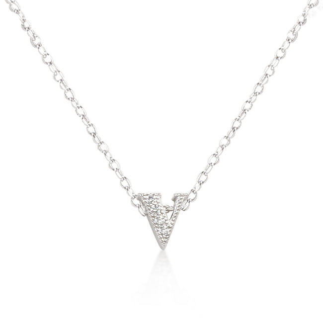 Lovcia Sparkling Silver Tone Initial V Necklace-Pendants-