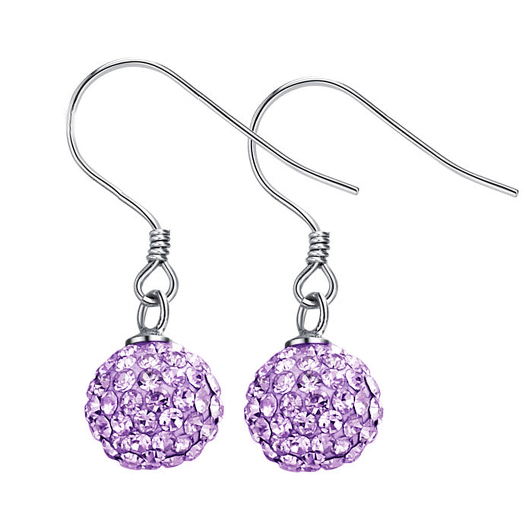 Lovcia Sparkling White CZ Sterling Silver Drop Earrings – 925 Rhodium-Plated for Women-Earrings-Purple-10Mm-Purple