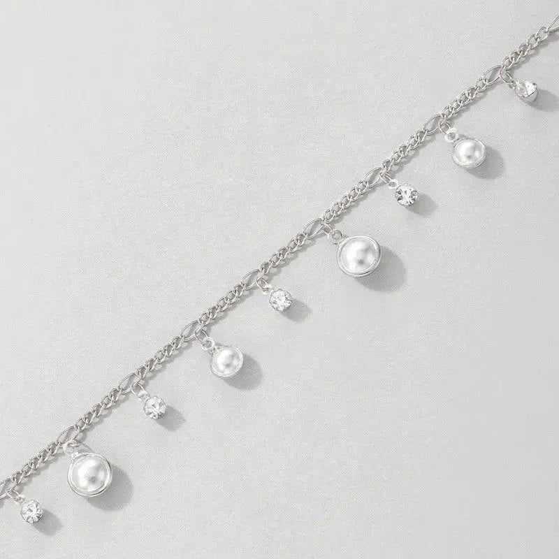 Lovcia Sparkling Zircon Pearl Tassel Anklet for Women - Radiate Elegance with Every Step-Anklets-Gold-Gold