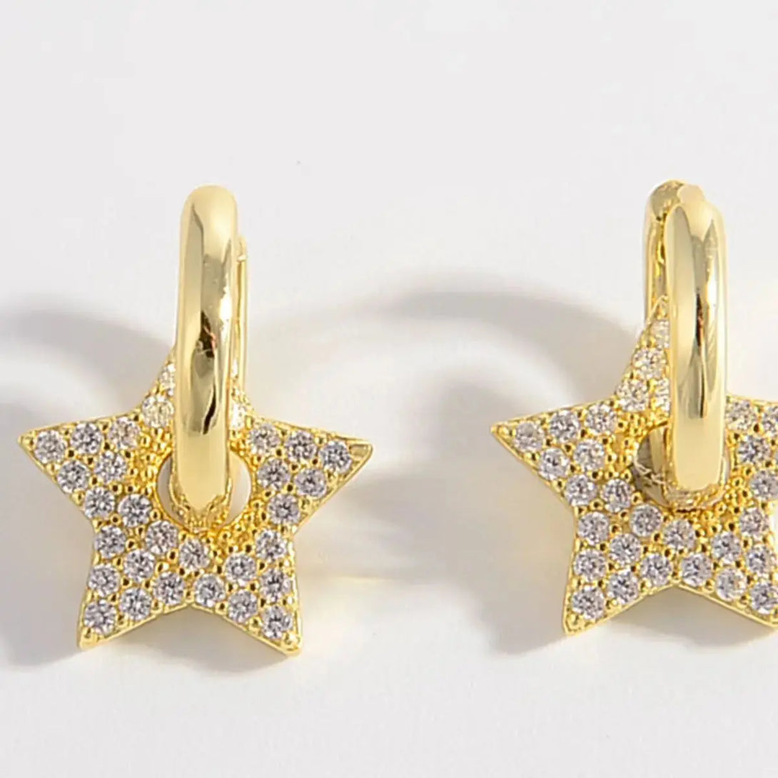 Lovcia Sparkling Zircon Star Earrings in 925 Sterling Silver for Women-Earrings-Gold-One Size-Gold