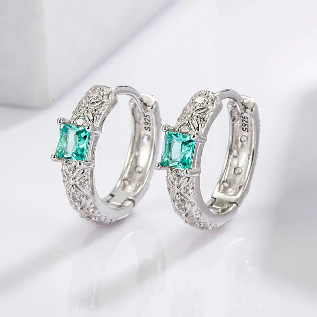 Lovcia Sparkling Zircon Studded 925 Sterling Silver Earrings for Women-Earrings-Silver-One Size-Silver