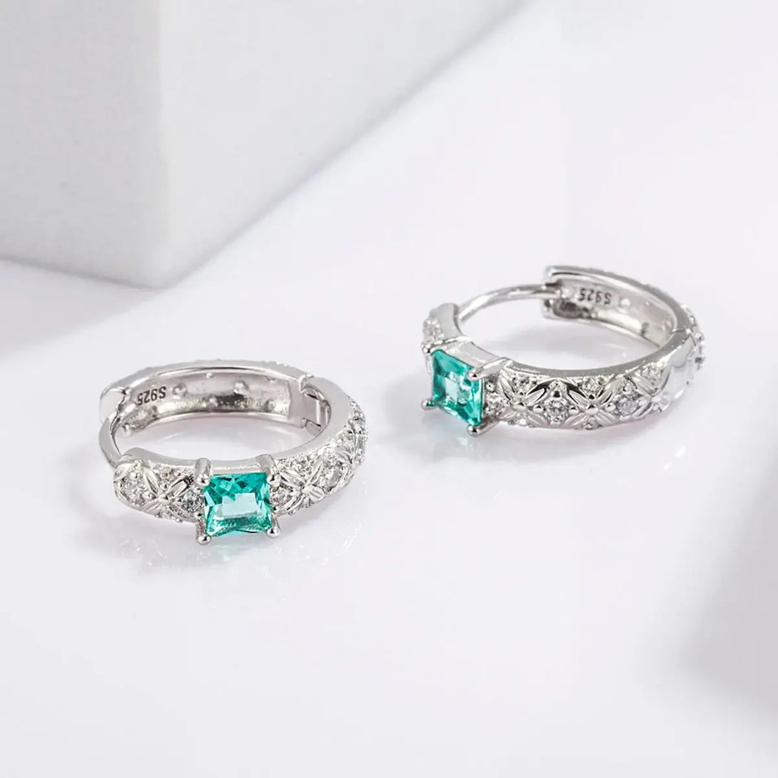 Lovcia Sparkling Zircon Studded 925 Sterling Silver Earrings for Women-Earrings-Silver-One Size-Silver