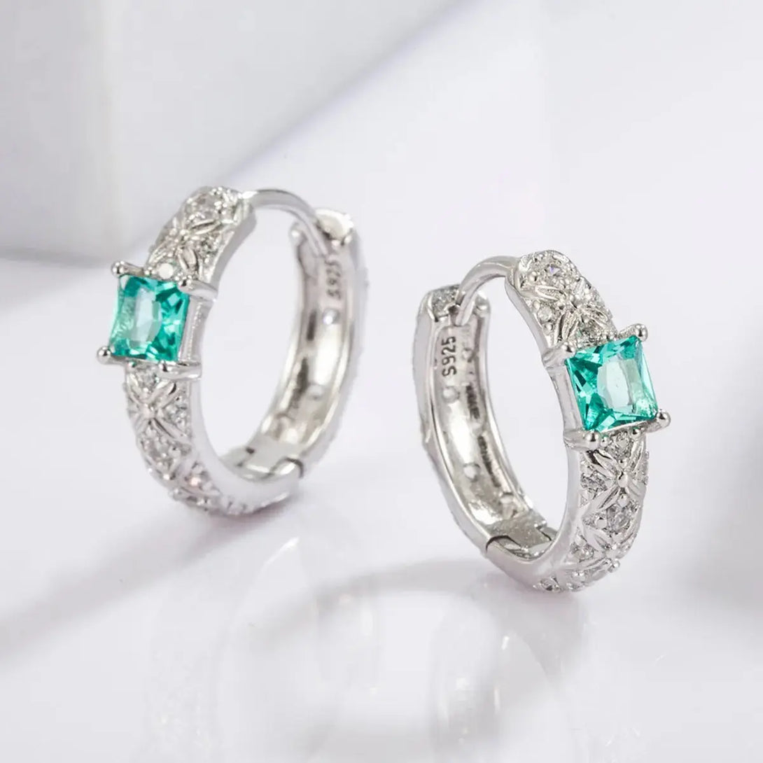 Lovcia Sparkling Zircon Studded 925 Sterling Silver Earrings for Women-Earrings-Silver-One Size-Silver