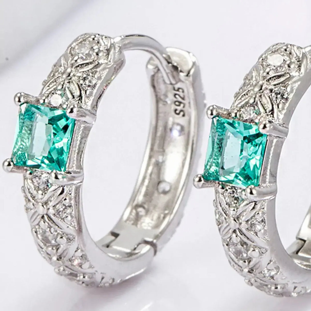 Lovcia Sparkling Zircon Studded 925 Sterling Silver Earrings for Women-Earrings-Silver-One Size-Silver