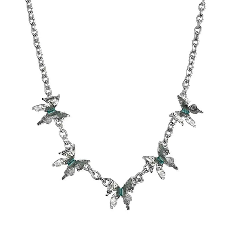 Lovcia Speciality Design Blue Diamond Butterfly Necklace for Women-Necklaces-5 Butterfly Necklace-5 Butterfly Necklace