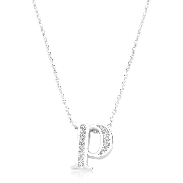 Lovcia Speciality Design Sparkling Pave P Initial Necklace-Pendants-
