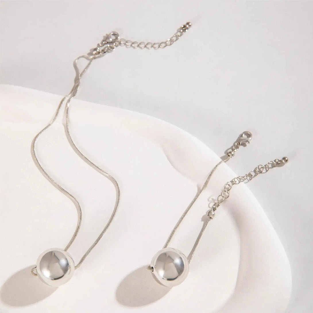 Lovcia Sphere Charm Silver Plated Necklace and Bracelet Jewellery Set for Women-Necklaces-Silver-Silver