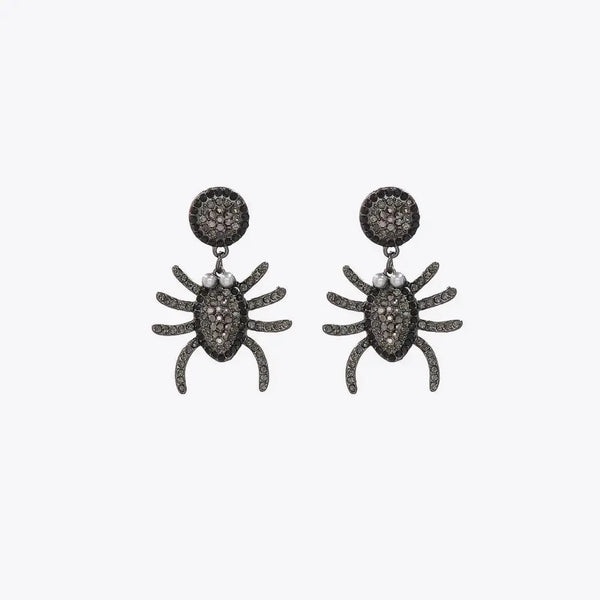 Lovcia Spider Rhinestone Alloy Earrings-Earrings-Black-One Size-Black