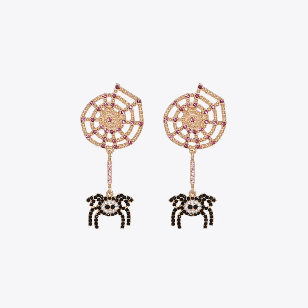 Lovcia Spider Rhinestone Alloy Earrings-Earrings-Gold-One Size-Gold