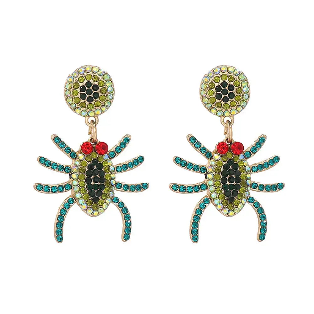 Lovcia Spider Rhinestone Alloy Earrings-Earrings-Lime-One Size-Lime