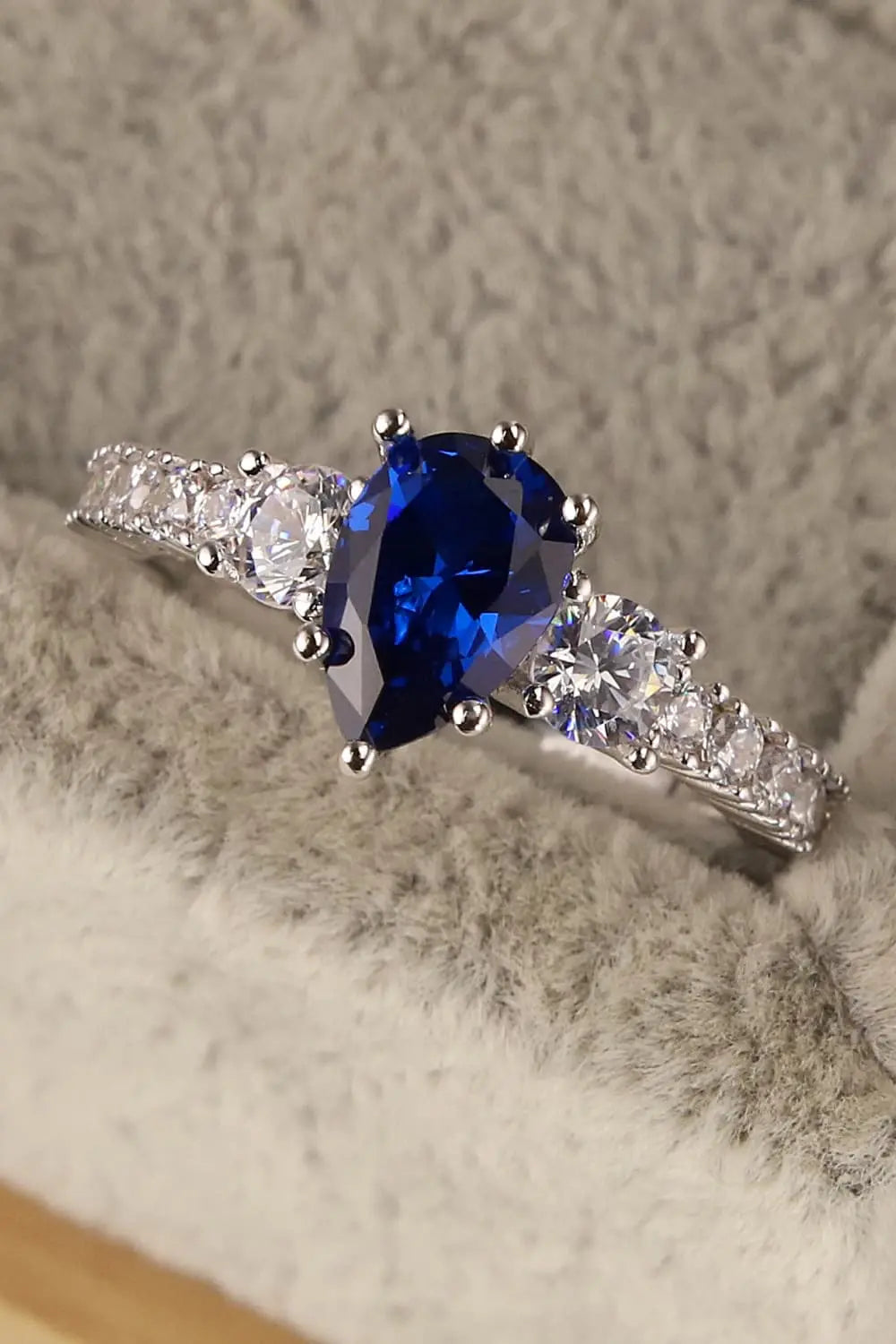 Lovcia Spinel Pear Shape Ring-Rings-Silver-5-Silver