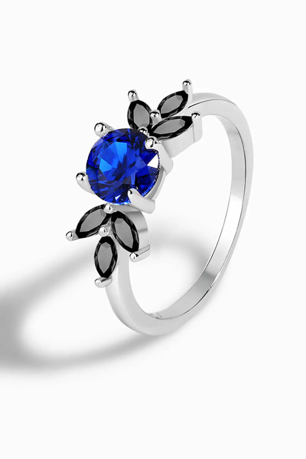 Lovcia Spinel Zircon Leaf Ring-Rings-Silver-5-Silver