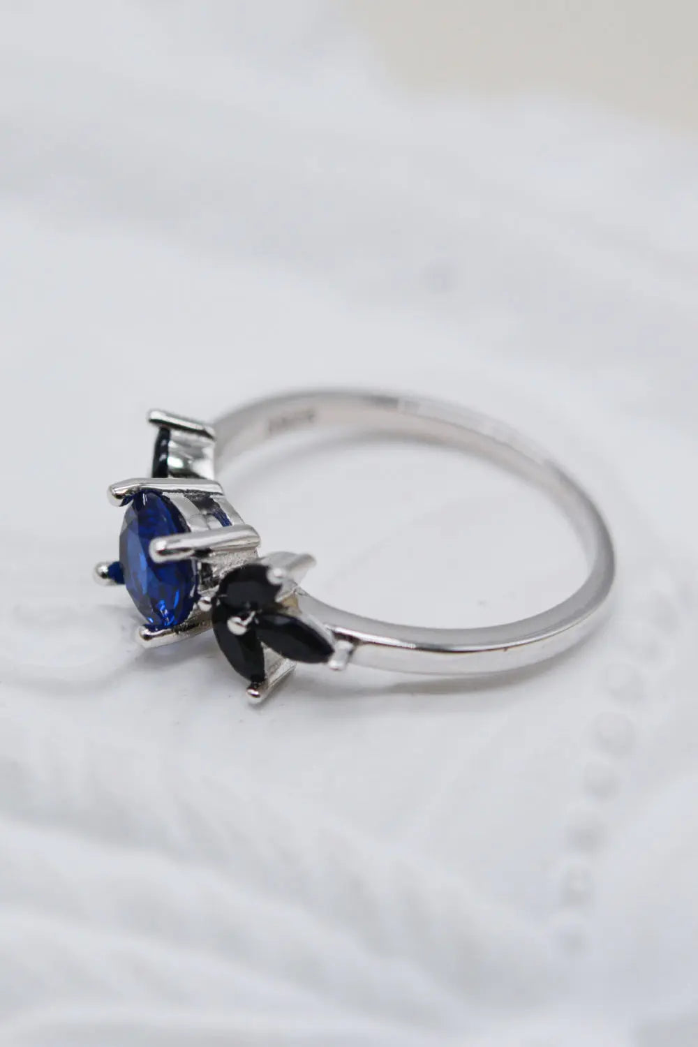 Lovcia Spinel Zircon Leaf Ring-Rings-Silver-5-Silver