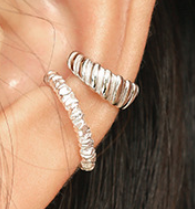 Lovcia Spiral Earring 925 Silver Gold Tone Non-Pierced 9.8mm-Earrings-Silver (Single)-Silver (Single)