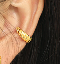 Lovcia Spiral Earring 925 Silver Gold Tone Non-Pierced 9.8mm-Earrings-Yellow Gold (Single)-