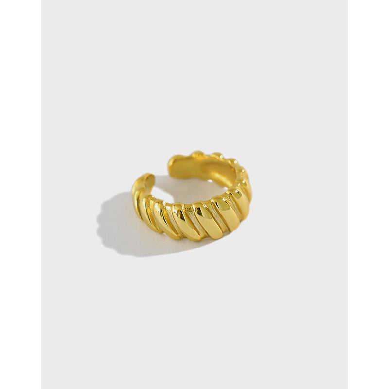Lovcia Spiral Earring 925 Silver Gold Tone Non-Pierced 9.8mm-Earrings-Yellow Gold (Single)-Yellow Gold (Single)