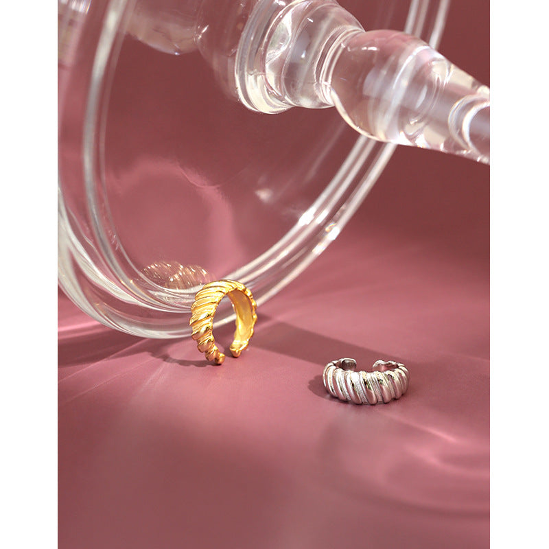 Lovcia Spiral Earring 925 Silver Gold Tone Non-Pierced 9.8mm-Earrings-Yellow Gold (Single)-Yellow Gold (Single)