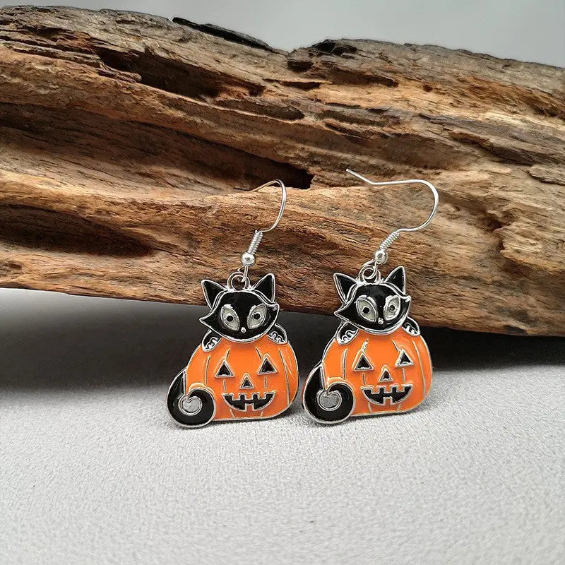 Lovcia Spooky Halloween Cartoon Earrings for Women - Ghost, Pumpkin, Bat Designs-Earrings-HE12723-HE12723