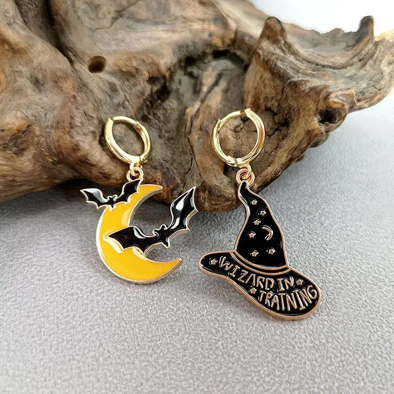 Lovcia Spooky Halloween Cartoon Earrings for Women - Ghost, Pumpkin, Bat Designs-Earrings-HE12726-HE12726
