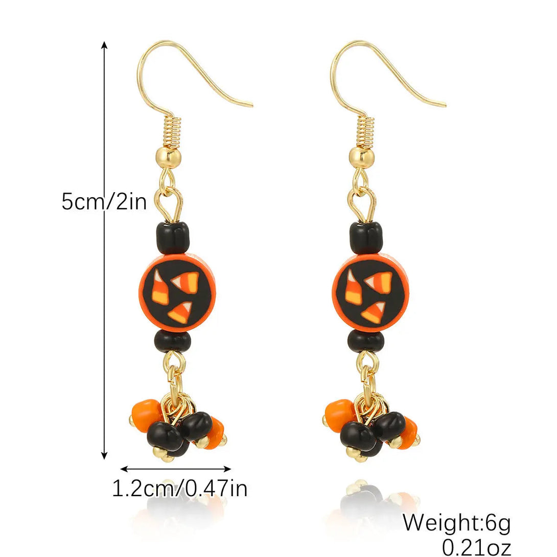 Lovcia Spooky Pumpkin and Skull Bat Earrings Set for Halloween-Earrings-E2307 3 Dripping Ghost-E2307 3 Dripping Ghost