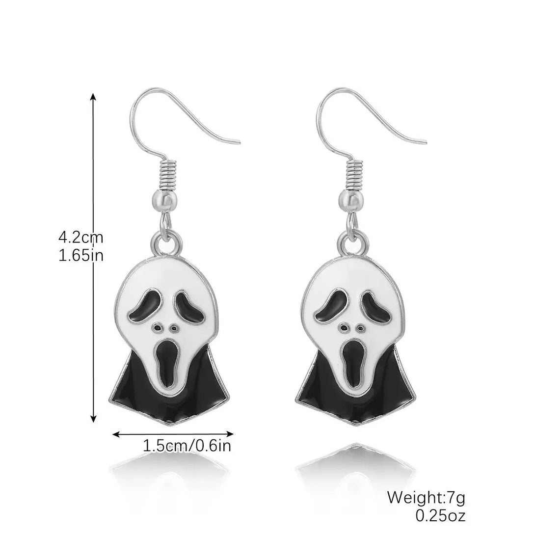 Lovcia Spooky Pumpkin and Skull Bat Earrings Set for Halloween-Earrings-E2307 3 Dripping Ghost-E2307 3 Dripping Ghost