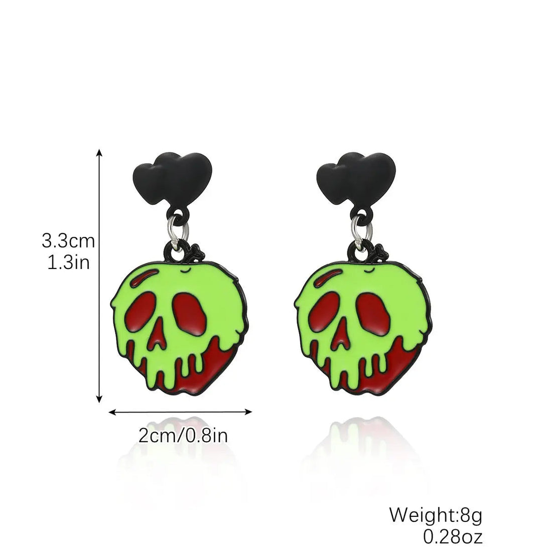 Lovcia Spooky Pumpkin and Skull Bat Earrings Set for Halloween-Earrings-E2308 2 Green Ghost-E2308 2 Green Ghost