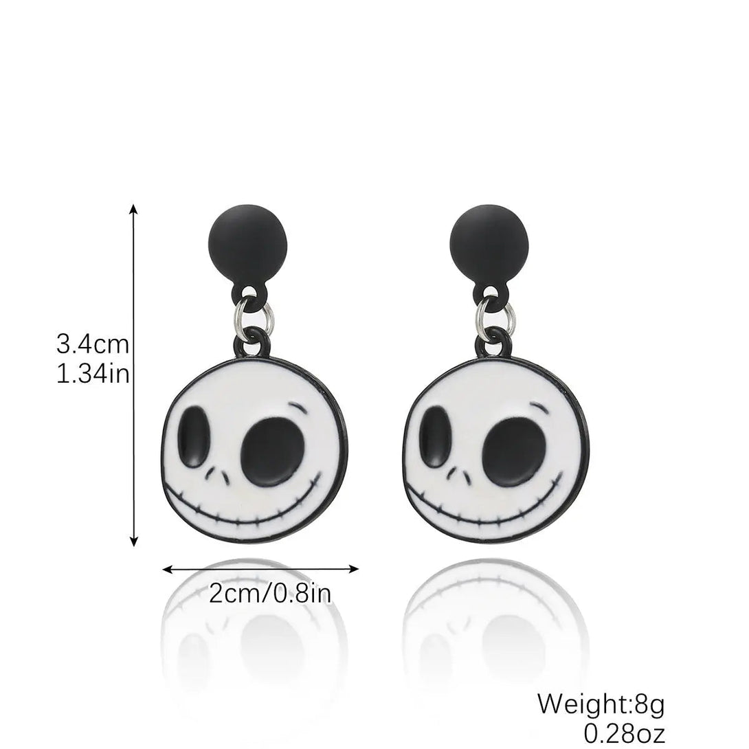 Lovcia Spooky Pumpkin and Skull Bat Earrings Set for Halloween-Earrings-E23083 Ghost Head-E23083 Ghost Head