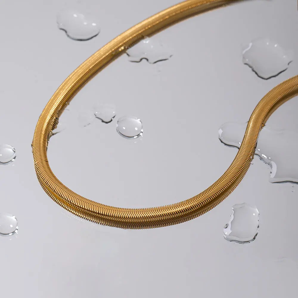 Lovcia Spring Fastener Sailor Clasp Stainless Steel Snake Bone Chain Necklace for Women-Necklaces-JDN20678-JDN20678
