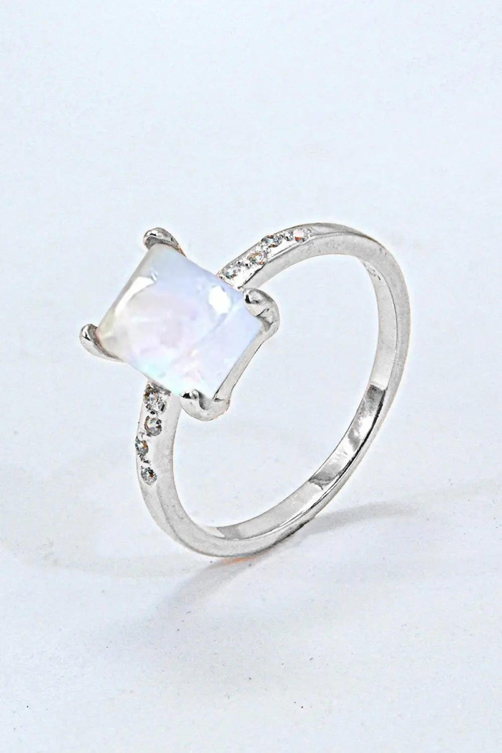 Lovcia Square Moonstone Ring-Rings-Silver-6-Silver