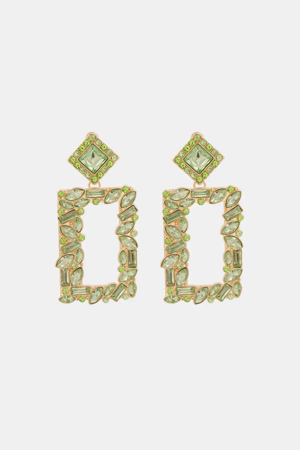 Lovcia Square Shape Glass Stone Dangle Earrings-Earrings-Light Green-One Size-Light Green