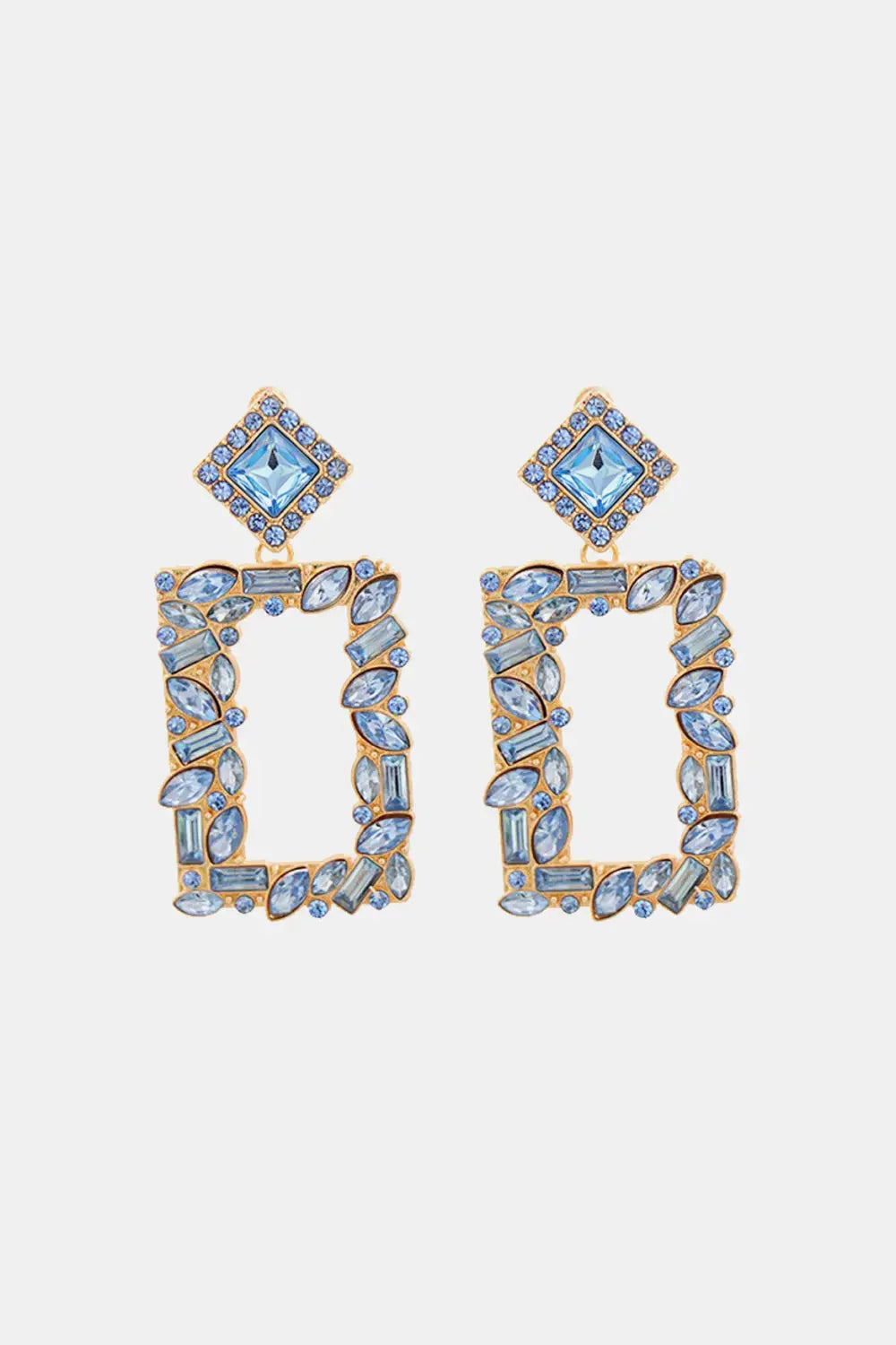 Lovcia Square Shape Glass Stone Dangle Earrings-Earrings-Pastel Blue-One Size-Pastel Blue
