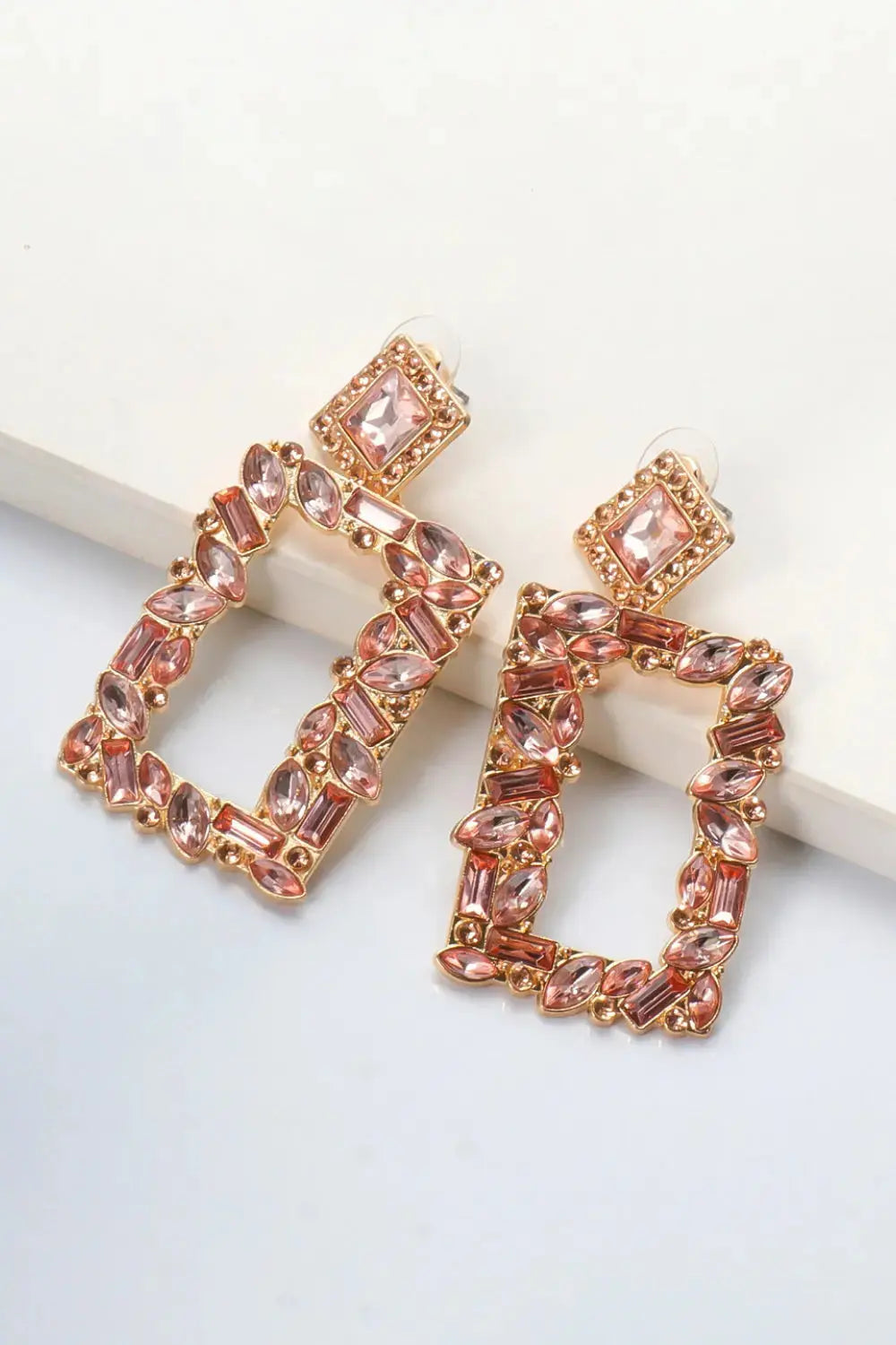 Lovcia Square Shape Glass Stone Dangle Earrings-Earrings-Red-One Size-Red