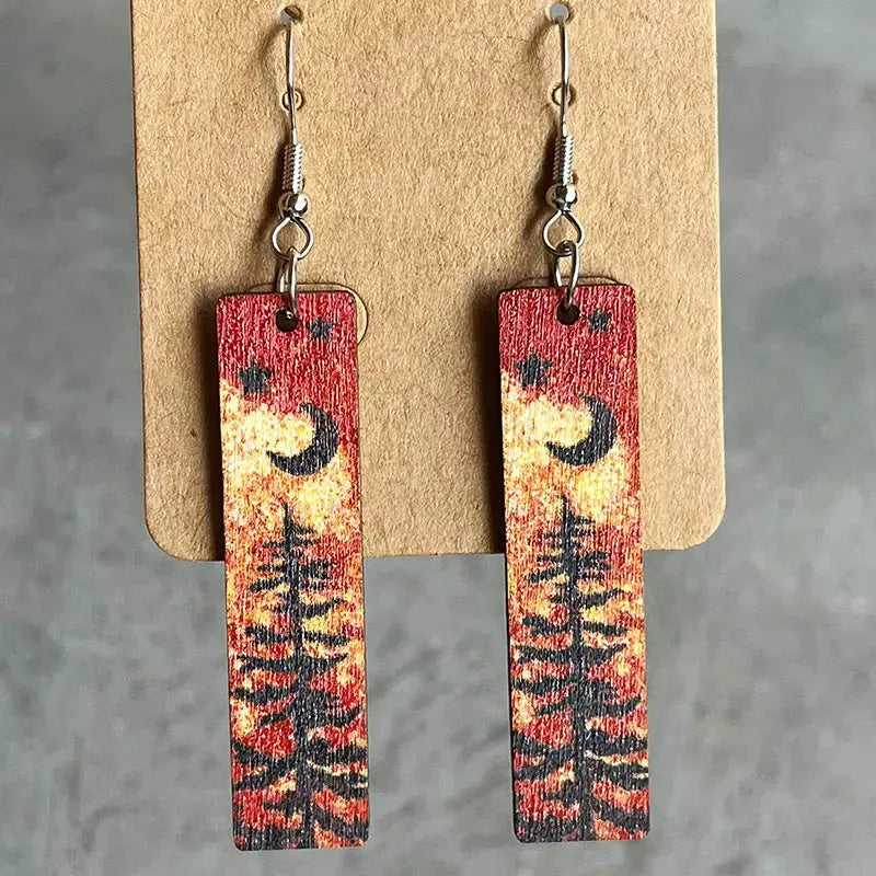 Lovcia Square Shape Wooden Dangle Earrings-Earrings-Style A-One Size-Style A