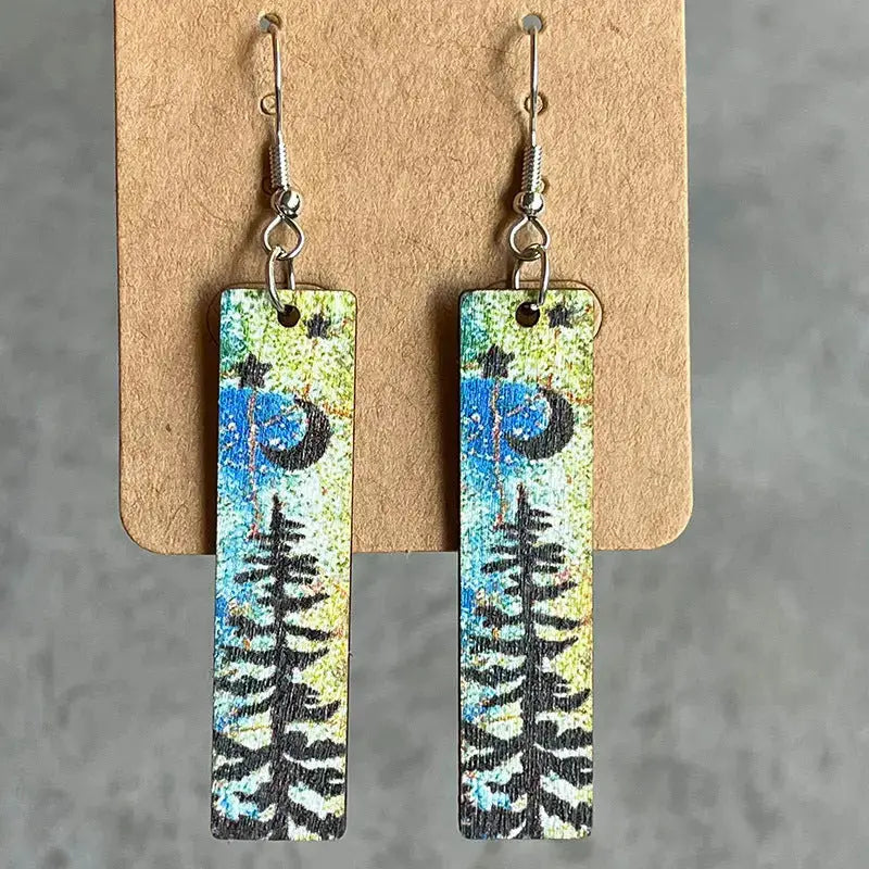 Lovcia Square Shape Wooden Dangle Earrings-Earrings-Style B-One Size-Style B