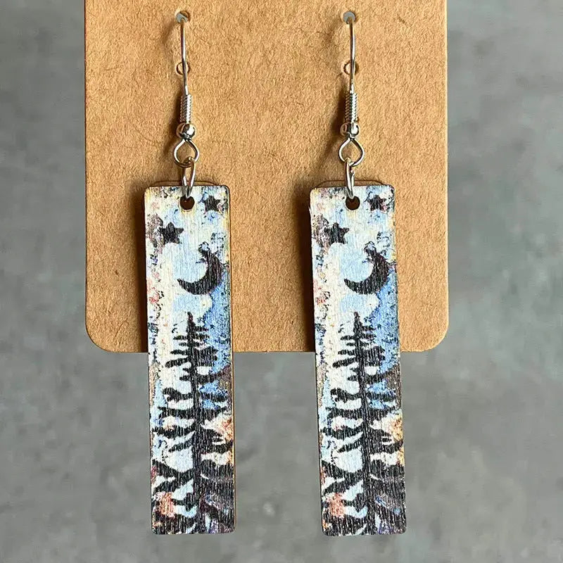 Lovcia Square Shape Wooden Dangle Earrings-Earrings-Style C-One Size-Style C
