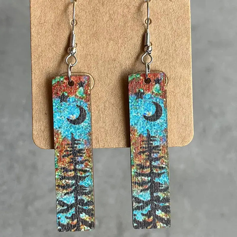 Lovcia Square Shape Wooden Dangle Earrings-Earrings-Style D-One Size-Style D