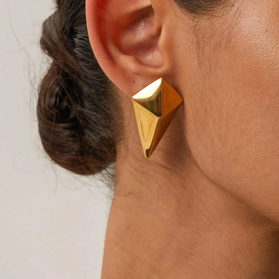 Lovcia Stainless Steel 18K Gold-Plated Geometric Earrings-Earrings-Gold-One Size-Gold
