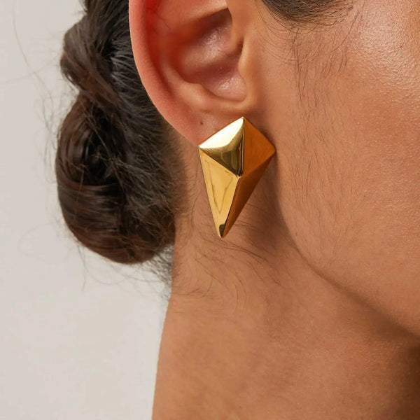 Lovcia Stainless Steel 18K Gold-Plated Geometric Earrings-Earrings-Gold-One Size-Gold