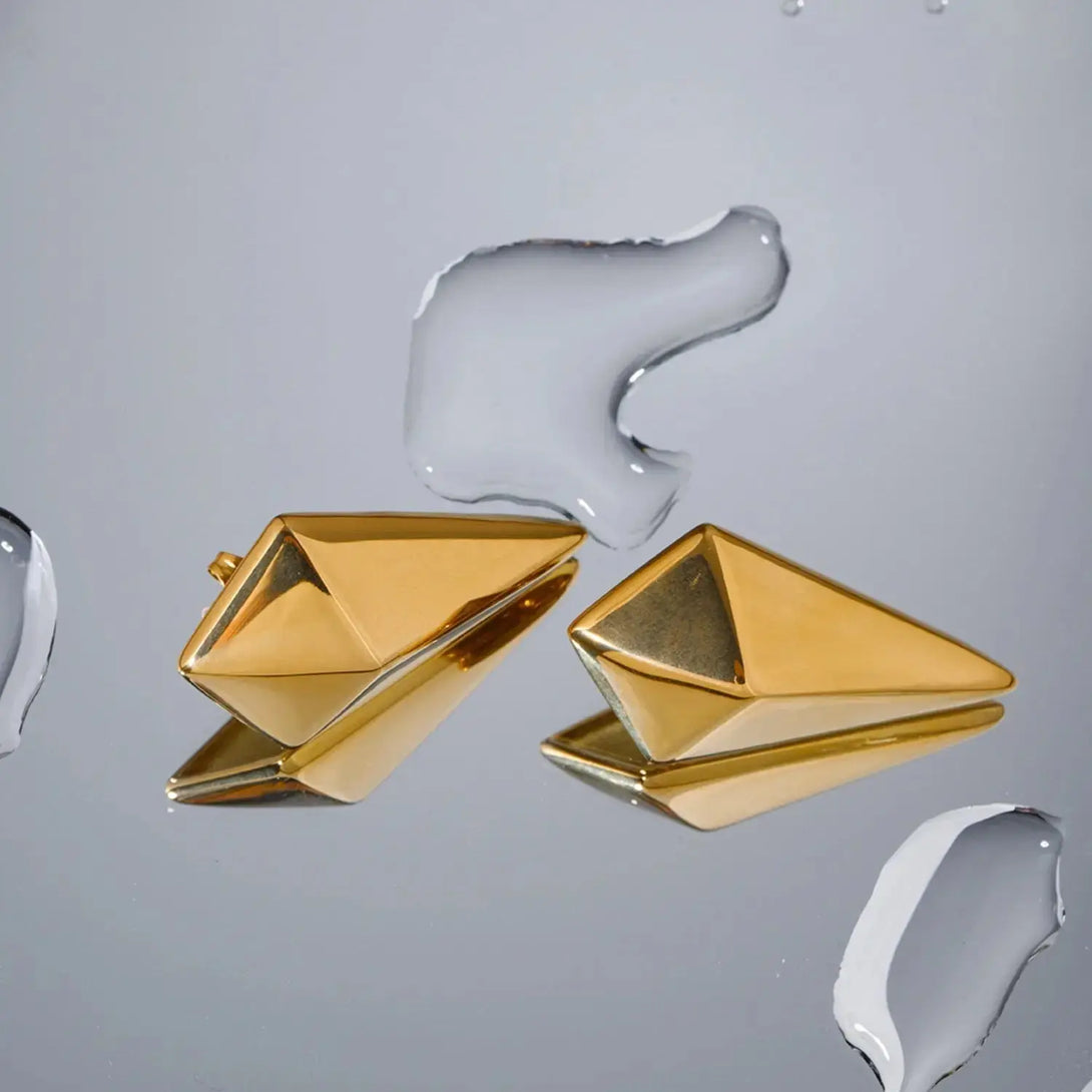 Lovcia Stainless Steel 18K Gold-Plated Geometric Earrings-Earrings-Gold-One Size-Gold