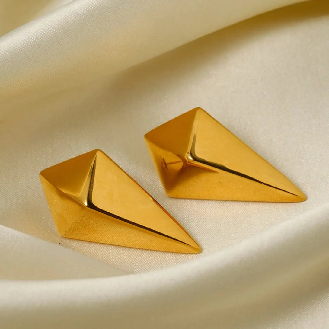 Lovcia Stainless Steel 18K Gold-Plated Geometric Earrings-Earrings-Gold-One Size-Gold