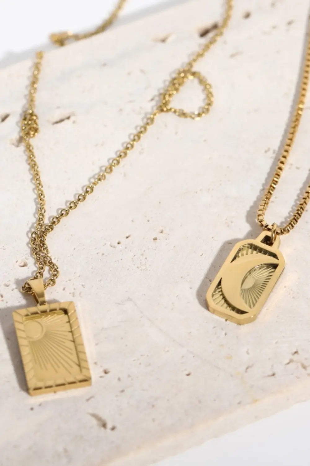 Lovcia Stainless Steel 18K Gold-Plated Necklace-Necklaces-Moon-One Size-Moon