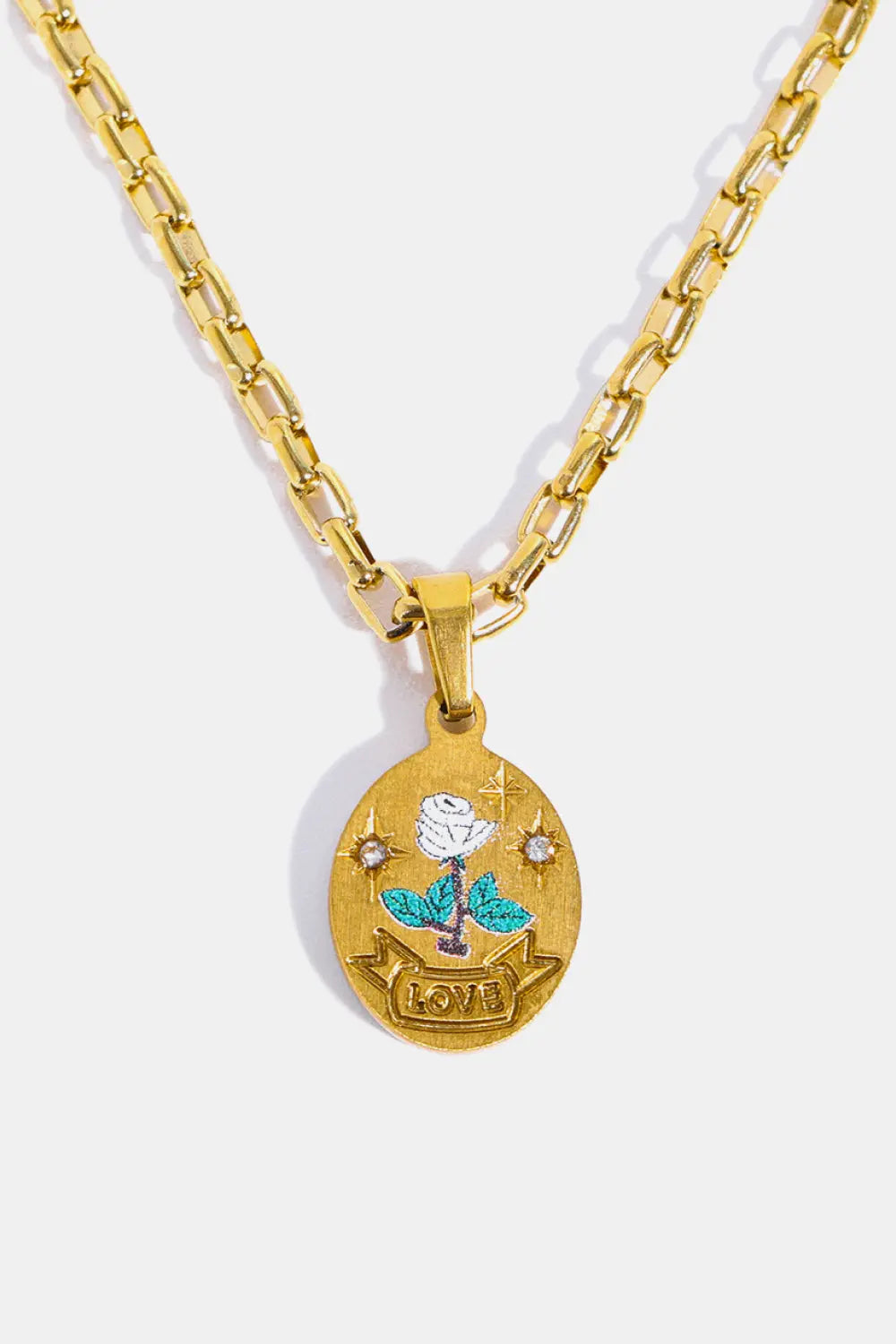 Lovcia Stainless Steel 18K Gold-Plated Necklace-Necklaces-White Rose-One Size-White Rose