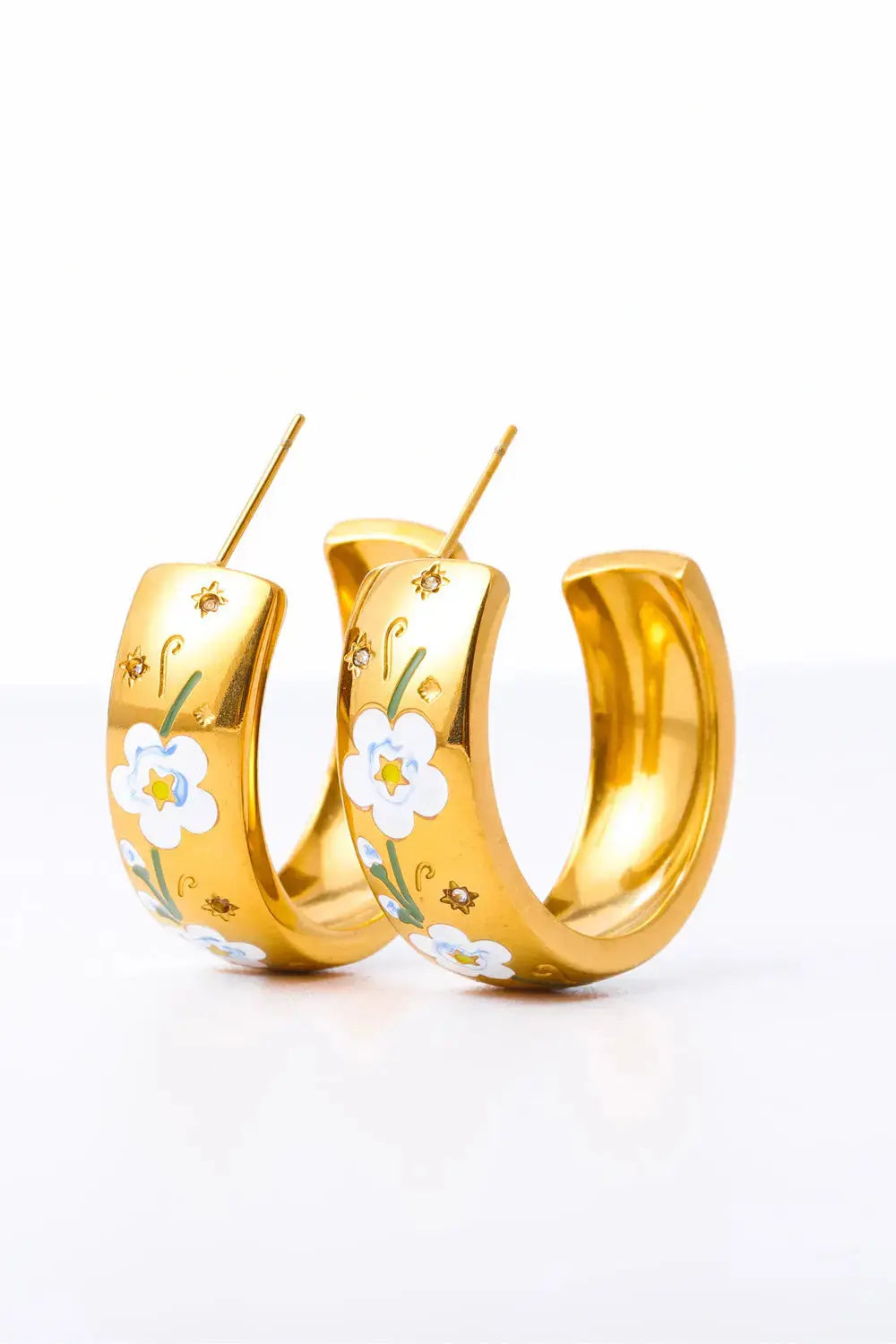 Lovcia Stainless Steel 18K Gold Plated Ring Shape C-Hoop Earrings-Earrings-Pastel Blue-One Size-Pastel Blue