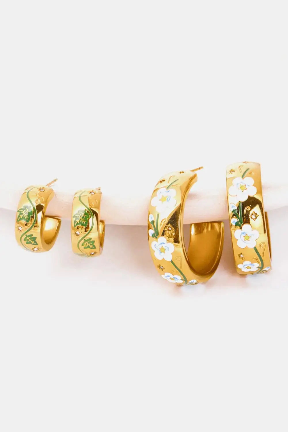 Lovcia Stainless Steel 18K Gold Plated Ring Shape C-Hoop Earrings-Earrings-White-One Size-White