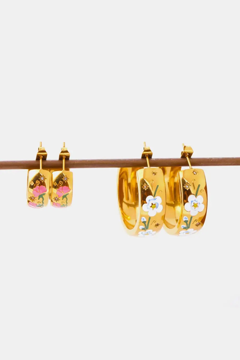 Lovcia Stainless Steel 18K Gold Plated Ring Shape C-Hoop Earrings-Earrings-White-One Size-White