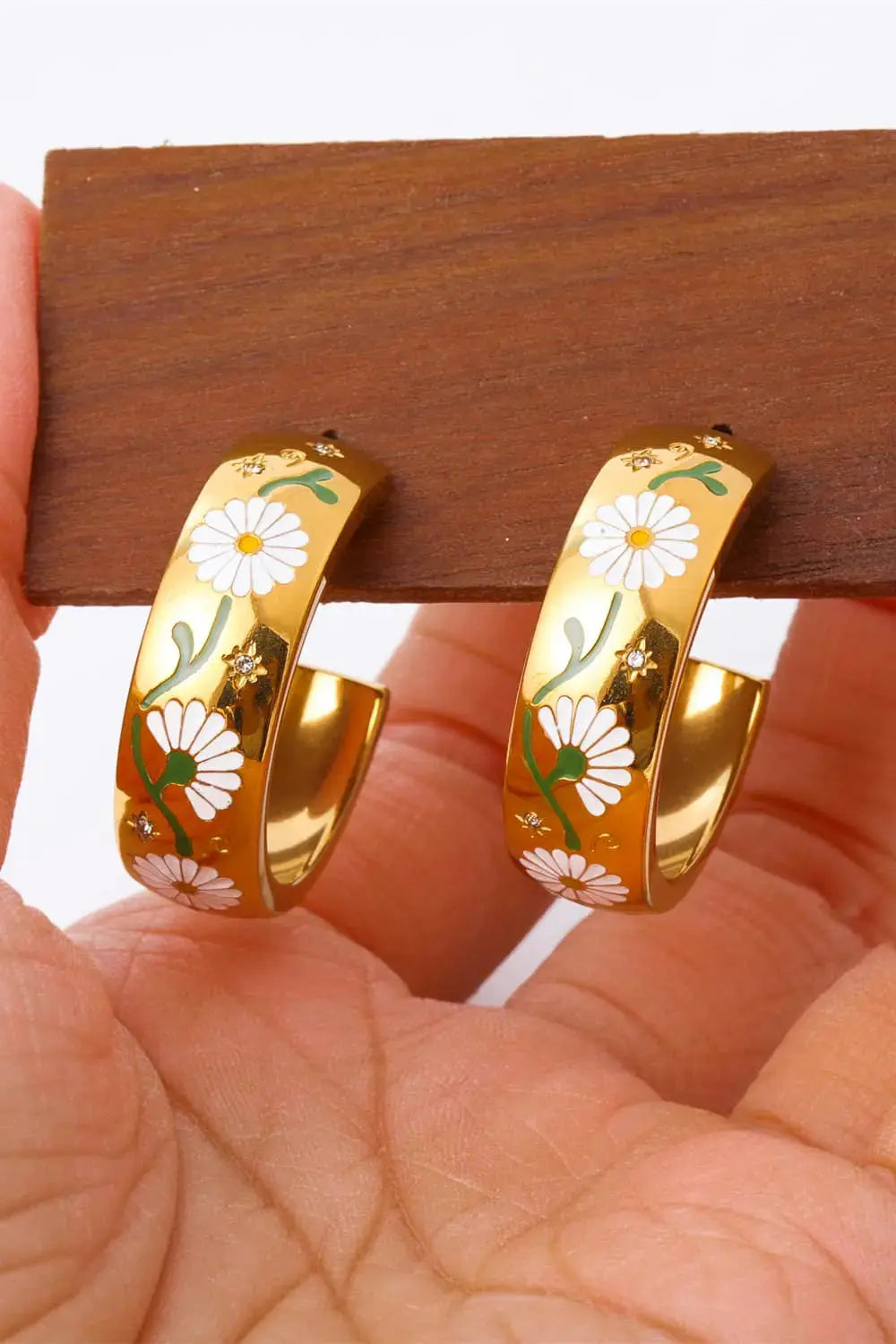 Lovcia Stainless Steel 18K Gold Plated Ring Shape C-Hoop Earrings-Earrings-White-One Size-White