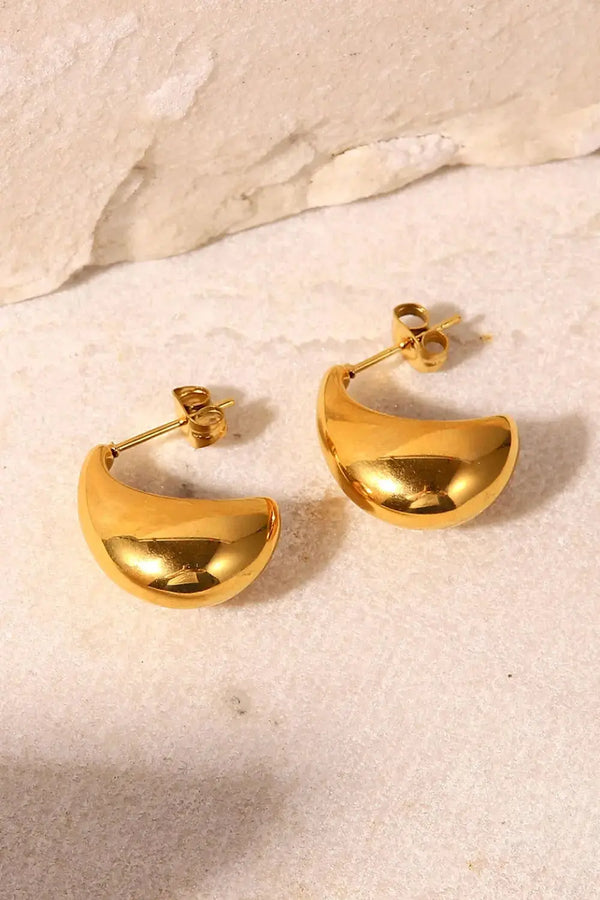 Lovcia Stainless Steel C-Hoop Earrings-Earrings-Gold-One Size-Gold