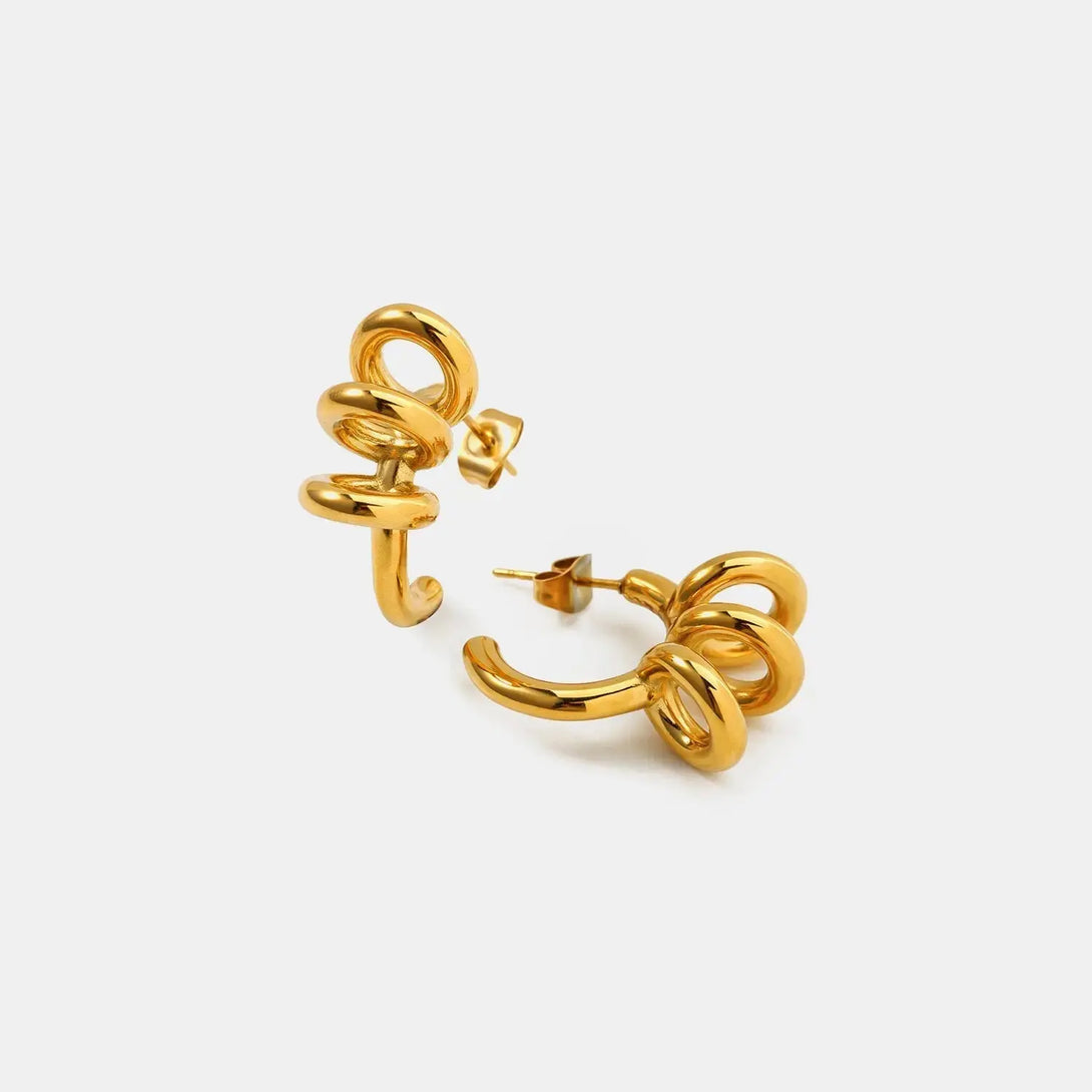 Lovcia Stainless Steel C-Hoop Earrings-Earrings-Gold-One Size-Gold